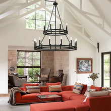 Load image into Gallery viewer, Finchley 20 - Light Candle Style Wagon Wheel Chandelier
