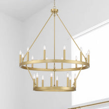 Load image into Gallery viewer, Finchley 20 - Light Candle Style Wagon Wheel Chandelier
