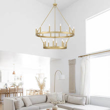 Load image into Gallery viewer, Finchley 20 - Light Candle Style Wagon Wheel Chandelier
