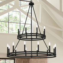 Load image into Gallery viewer, Finchley 20 - Light Candle Style Wagon Wheel Chandelier
