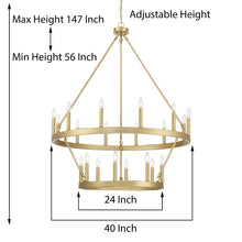 Load image into Gallery viewer, Finchley 20 - Light Candle Style Wagon Wheel Chandelier
