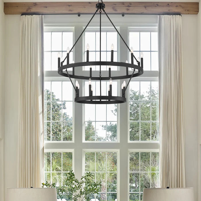 Finchley Dimmable Wagon Wheel Chandelier, 50'' H x 40'' W x 40'' D