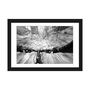 24" H x 32" W x 1" D First Person Blurred Motion Mountain Biking View, West Glacier, Montana, USA by Chuck Haney Photograph on Canvas
