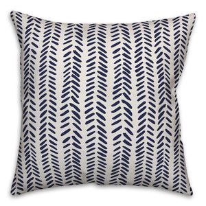 16" x 16" Navy Flávio Modern Herringbone Throw Pillow MRM721