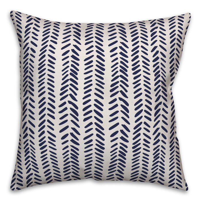 Navy Modern Herringbone Throw Pillow (1610ND)