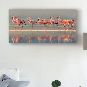 Flamingo Walk by Phillip Chang - Photograph on Canvas, 24" H x 47" W x 2" D