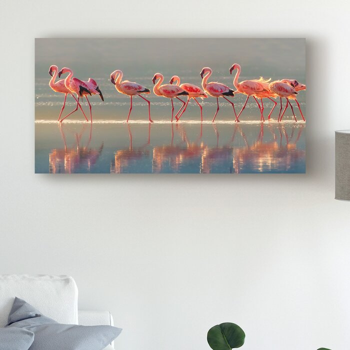 Flamingo Walk by Phillip Chang - Photograph on Canvas, 24