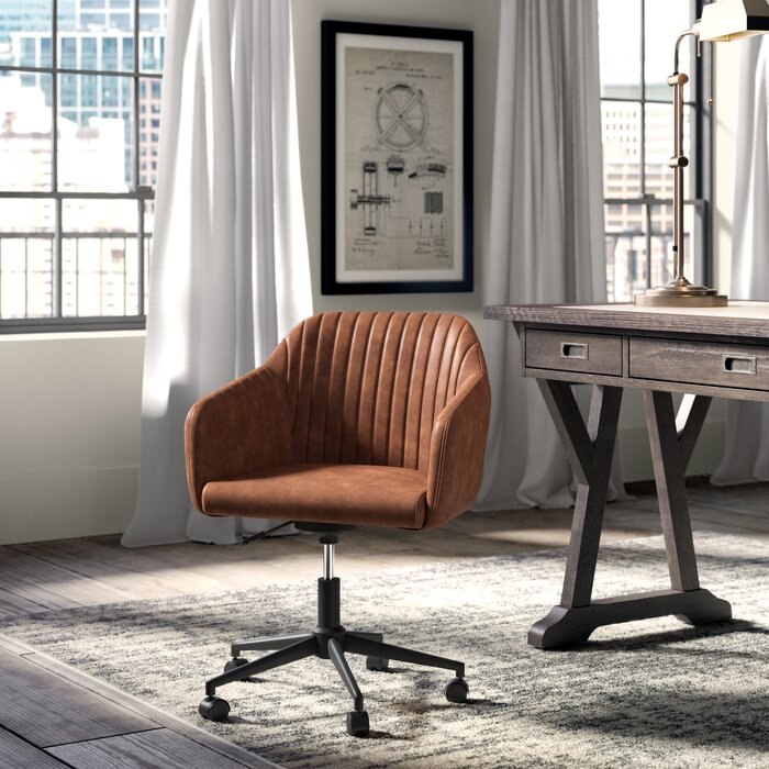 Flannigan Task Chair in Faux Brown Leather #620HW