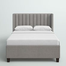 Load image into Gallery viewer, Queen Stone Flemings Vertical Channel Tufted Wingback Upholstered Platform Bed - 2 Boxes
