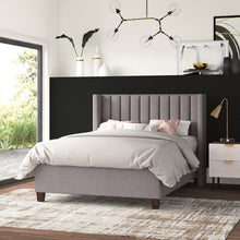 Load image into Gallery viewer, Queen Stone Flemings Vertical Channel Tufted Wingback Upholstered Platform Bed - 2 Boxes
