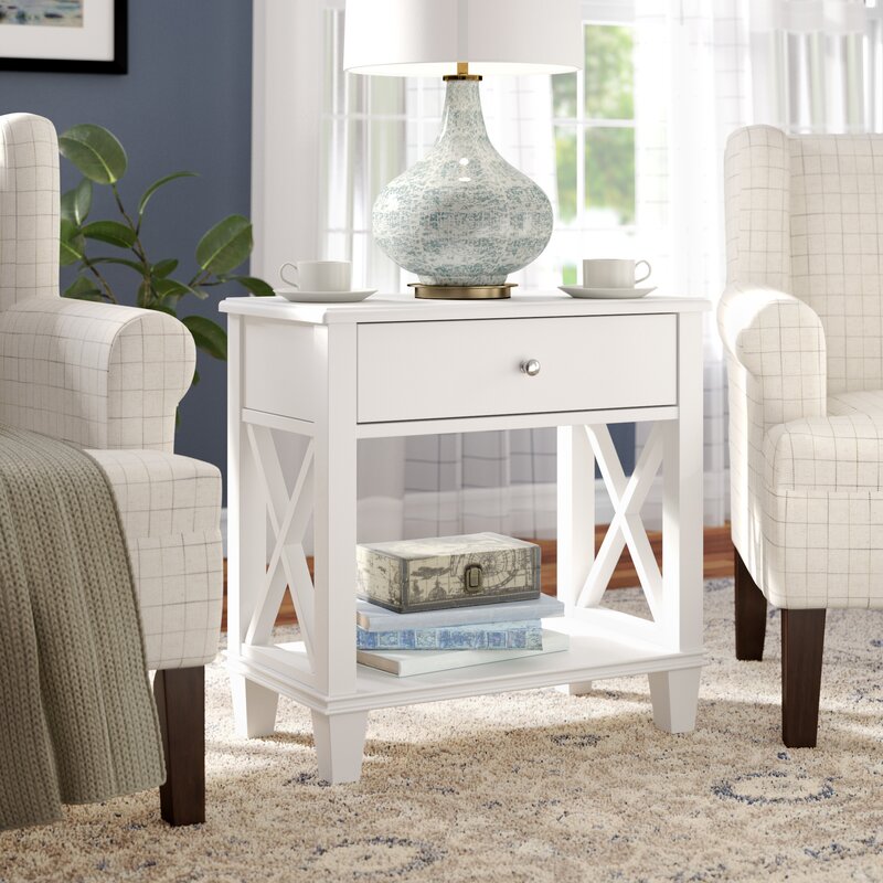 White Flintridge End Table with Storage MRM1789