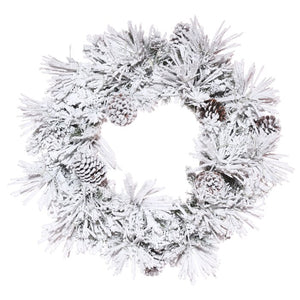 24" H x 24" W x 3" D Green Flocked Atka Pine Wreath (SB1156)