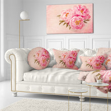 Load image into Gallery viewer, Pink Floral Peony Flowers Against Scribbled Back Lumbar Pillow 234DC

