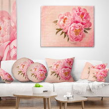 Load image into Gallery viewer, Pink Floral Peony Flowers Against Scribbled Back Lumbar Pillow 234DC
