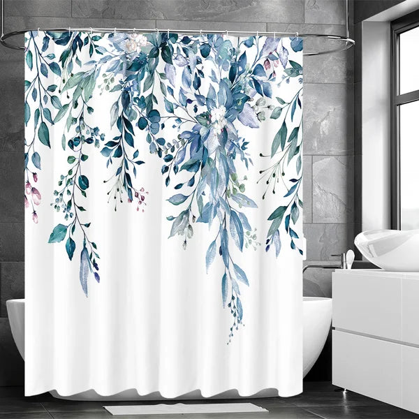 Floral Single Shower Curtain + Hooks