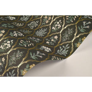27' x27" Black/Cream Floral Wallpaper