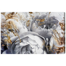 Load image into Gallery viewer, 20" H x 30" W x 1.5" D White, Gold Floral and Botanical Her Peony Garden Flowers - Picture Frame Graphic Art Print on Canvas MRM1416
