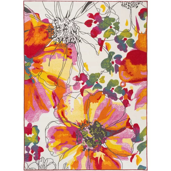 Florentia Tufted Performance White/Pink/Yellow/Red Rug 3'3