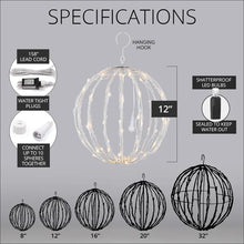 Load image into Gallery viewer, Fold-Flat LED Metal Christmas Ball Lighted Window Décor 12&quot; (SET OF 2)
