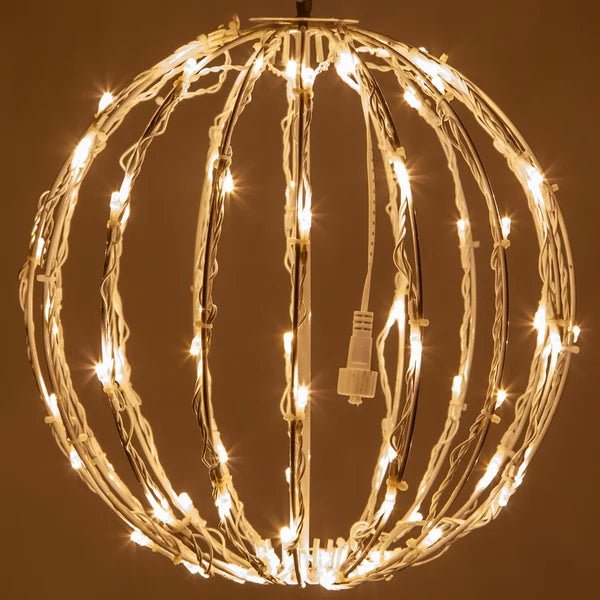 Fold-Flat LED Metal Christmas Ball Lighted Window Décor 12