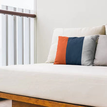 Load image into Gallery viewer, Navy Blue/Orange Football Stripes Indoor/Outdoor Lumbar Pillow
