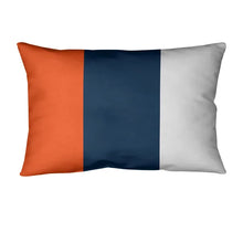 Load image into Gallery viewer, Navy Blue/Orange Football Stripes Indoor/Outdoor Lumbar Pillow
