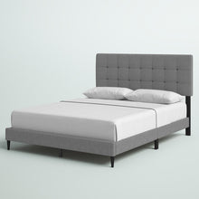 Load image into Gallery viewer, Queen Gray Forsan Tufted Upholstered Low Profile Platform Bed
