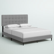 Load image into Gallery viewer, Queen Gray Forsan Tufted Upholstered Low Profile Platform Bed

