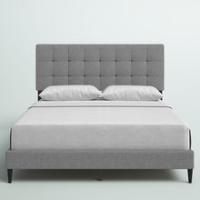 Load image into Gallery viewer, Queen Gray Forsan Tufted Upholstered Low Profile Platform Bed

