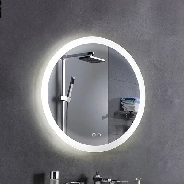 Frameless Lighted Bathroom/Anti-Fog Wall Mounted Vanity Mirror With Lights 28 x 28