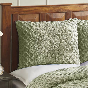 Queen Coverlet / Bedspread + 2 Shams Sage Freddie 100% Cotton Super Soft and Light Weight Traditional Coverlet / Bedspread Set