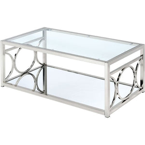 Chrome Frederika Floor Shelf Coffee Table with Storage #2414HW