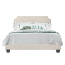 Load image into Gallery viewer, King Beige Fredson Upholstered Low Profile Standard Bed
