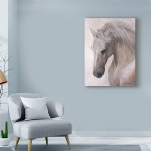 32" H x 24" W x 2" D Free Spirit White Horse by Lee Mitchelson - Print on Canvas