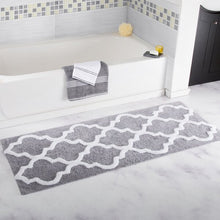 Load image into Gallery viewer, Freida Long Trellis Rectangular 100% Cotton Non-Slip Geometric Bath Rug
