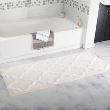 Load image into Gallery viewer, 24&#39;&#39; X 60&#39;&#39; Freida Long Trellis Rectangular 100% Cotton Non-Slip Geometric Bath Rug
