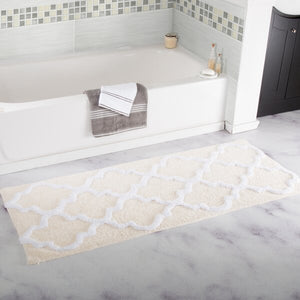 24'' X 60'' Freida Long Trellis Rectangular 100% Cotton Non-Slip Geometric Bath Rug
