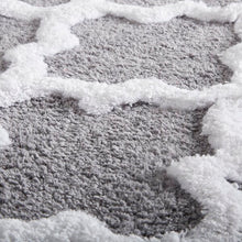 Load image into Gallery viewer, Freida Long Trellis Rectangular 100% Cotton Non-Slip Geometric Bath Rug
