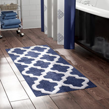 Load image into Gallery viewer, Freida Long Trellis Rectangular 100% Cotton Non-Slip Geometric Bath Rug
