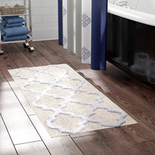 Load image into Gallery viewer, 24&#39;&#39; X 60&#39;&#39; Freida Long Trellis Rectangular 100% Cotton Non-Slip Geometric Bath Rug
