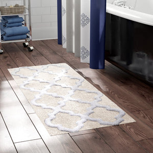 24'' X 60'' Freida Long Trellis Rectangular 100% Cotton Non-Slip Geometric Bath Rug