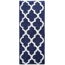 Load image into Gallery viewer, Freida Long Trellis Rectangular 100% Cotton Non-Slip Geometric Bath Rug

