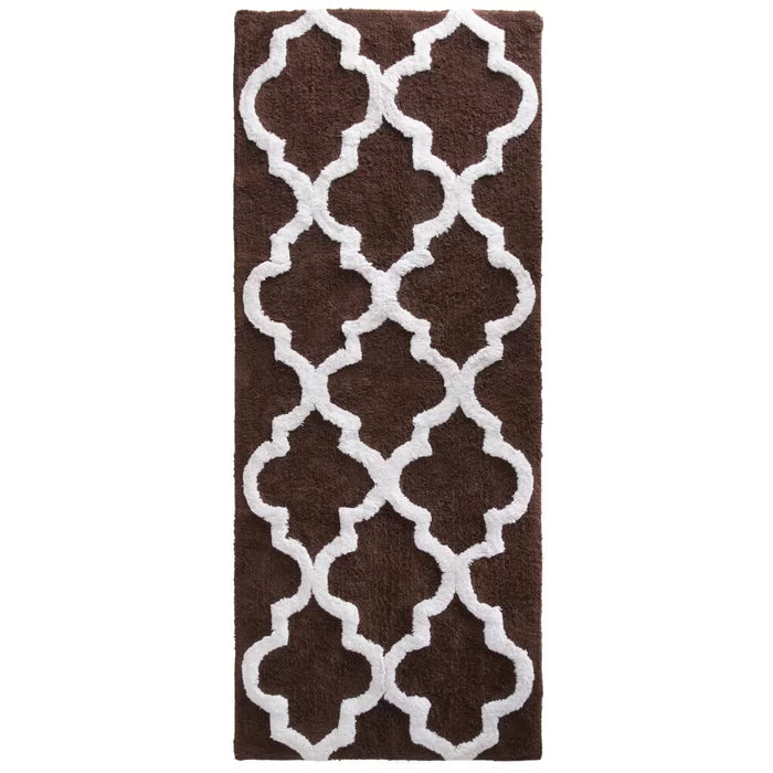 Freida Long Trellis Rectangular 100% Cotton Non-Slip Geometric Bath Rug