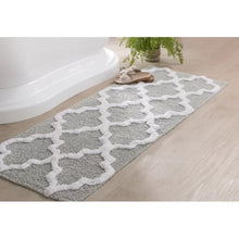 Load image into Gallery viewer, Freida Long Trellis Rectangular 100% Cotton Non-Slip Geometric Bath Rug
