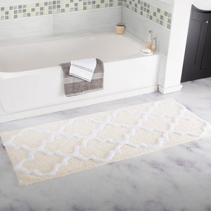 Freida Long Trellis Rectangular 100% Cotton Non-Slip Geometric Bath Rug 6220/GL