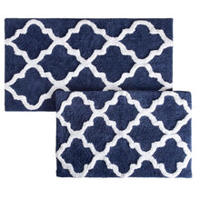 Load image into Gallery viewer, Freja Rectangular 100% Cotton Non-Slip Geometric Bath Rug Set CG287
