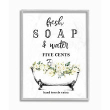 Load image into Gallery viewer, 20" H x 16" W x 1.5" D Black/White/Beige/Green Fresh Soap And Water Bath Tub Bathroom Design - Graphic Art Print GL1394
