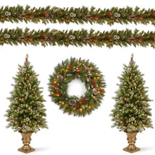 Load image into Gallery viewer, Frosted Berry Green Artificial Pine Christmas Tree with 170 LED Lights
