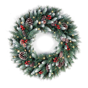 30" Frosted Berry Lighted PVC Wreath