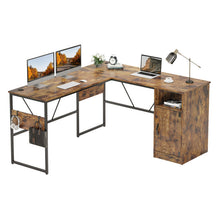 Load image into Gallery viewer, Fulcher L Shaped Desk w/ Storage Cabinet, 60 Inch Corner Computer Desk, Modern Home Office Long Desk
